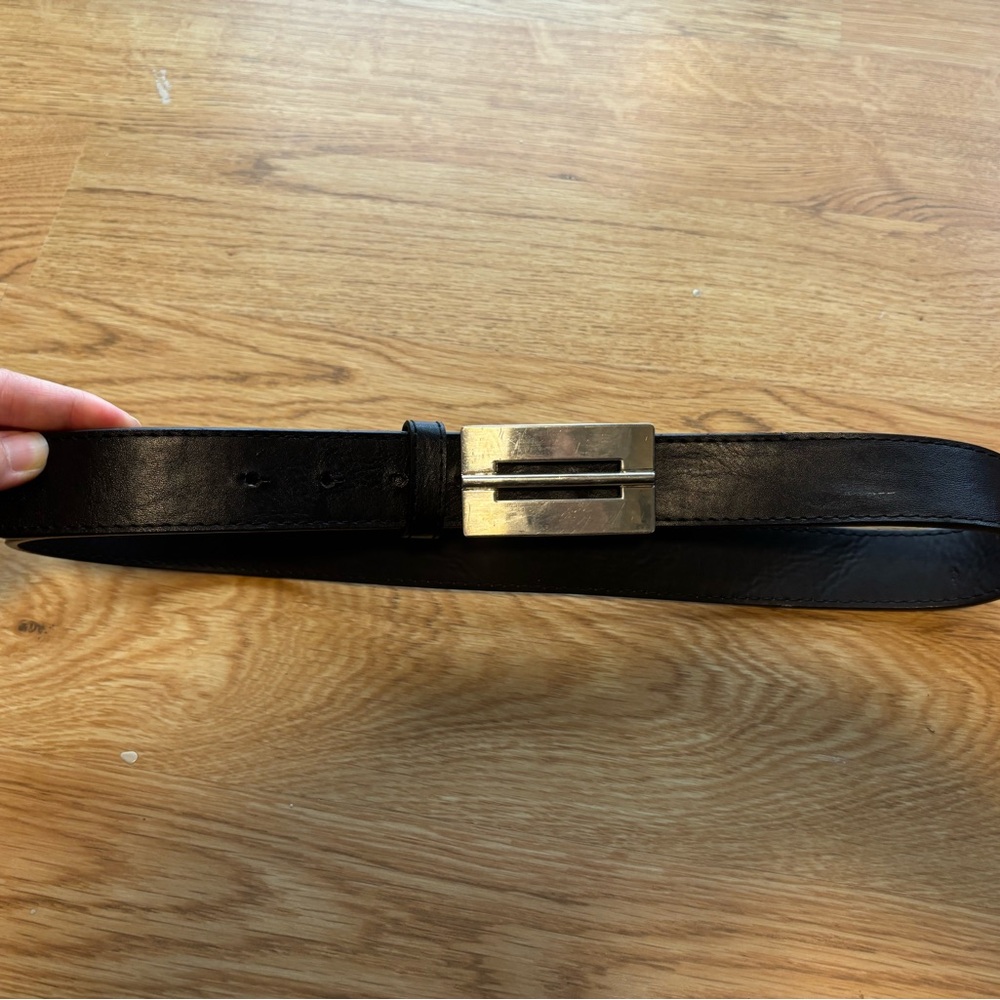 (FWP above $20) Black Leather Men's Belt